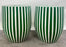 Art Deco Style Green & White Cylindrical Resin Side, End Table or Stool, a Pair