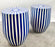 Art Deco Style Blue & White Cylindrical Resin Side, End Table or Stool, a Pair