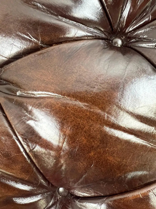 Chesterfield English Style Tufted Leather Library Chair & Ottoman by Hickory
