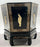 Asian Black Lacquer Hexagonal Side Table with Hand-Painted Gold & Figural Pane