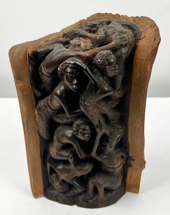 African Makonde Ebony Tree of Life Sculpture Tribal Art, 1970's 1970's