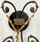 French Rococo Revival Cast Metal Bronzed Wall Sconce w Amber Crystal, Set of 4