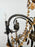 French Rococo Revival Bronzed Chandelier with Amber Glass Drops, 6 Arms