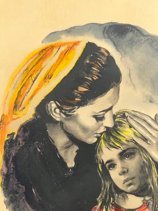 Sandu Liberman " Mother and Daughter" Lithograph Signed & Framed - Artist Proof 1960's