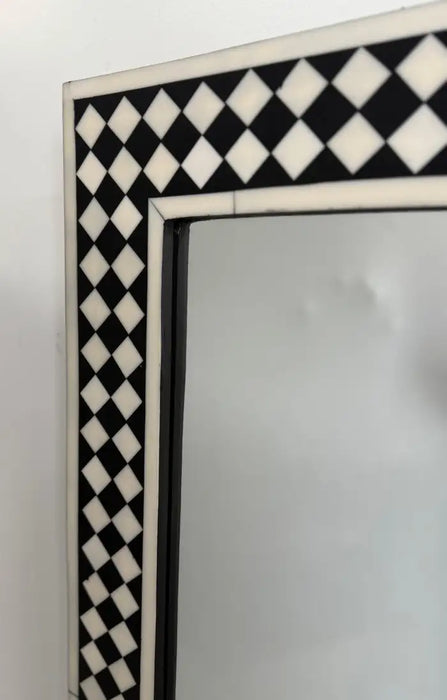 Art Deco Style Black & White Resin Diamond Design Wall, Table or Mantel Mirror