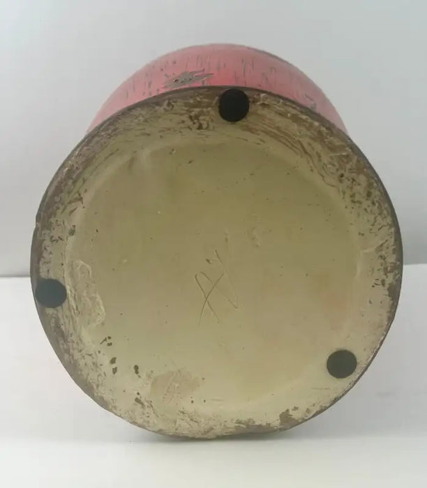 Vintage Chinese Oriental Red Pottery Vase with Lid in Antiqued Design