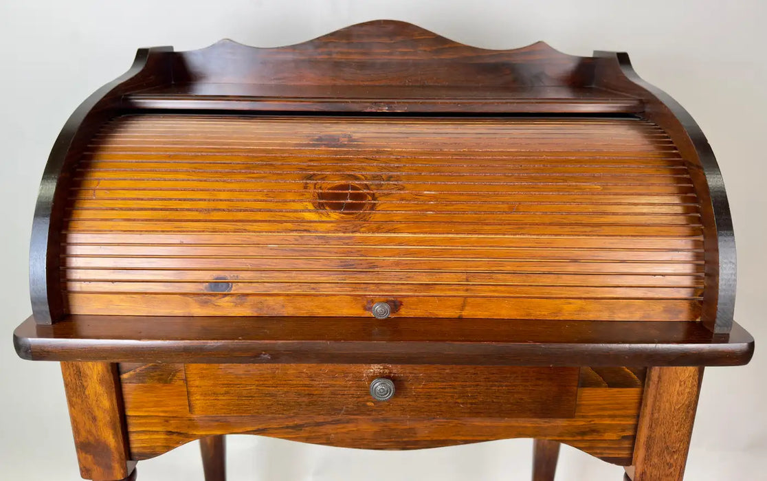 Victorian Style Walnut Roll-Top Desk with Tambour Front