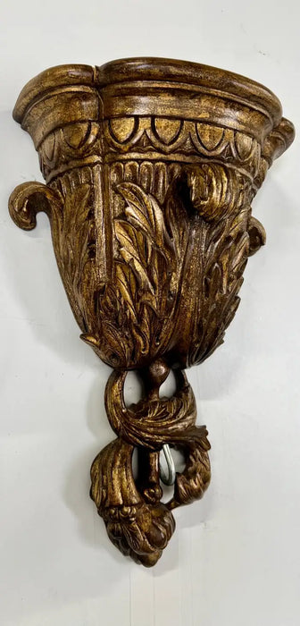 French Louis XVI Style Urn Form with Acanthus Motifs Gilded Wall Bracket, a Pair