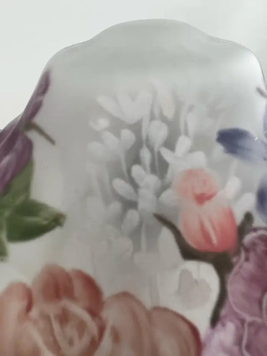 Pairpoint Puffy Style Hand-Painted Floral Table Lamp with Bronze-Finish Base