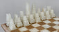 Victorian Revival Chess Table & Pieces with Marble Top & Bronze Base