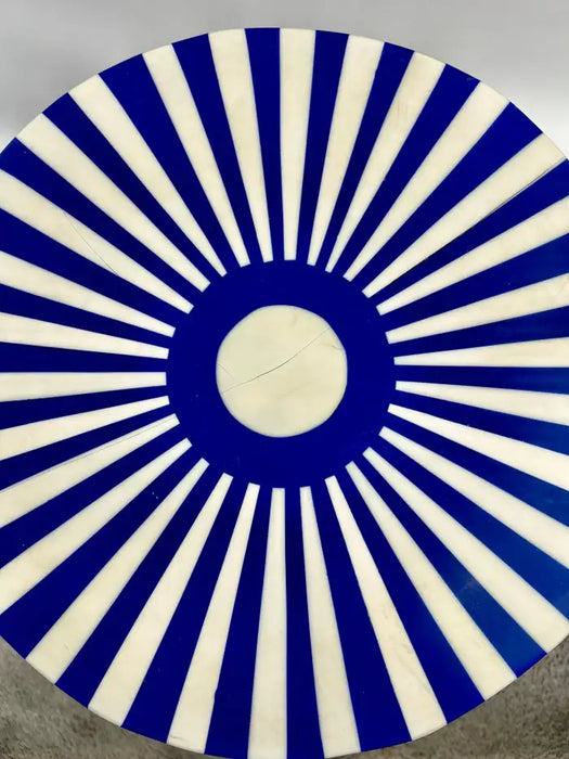 Art Deco Style Blue & White Cylindrical Resin Side, End Table or Stool, a Pair