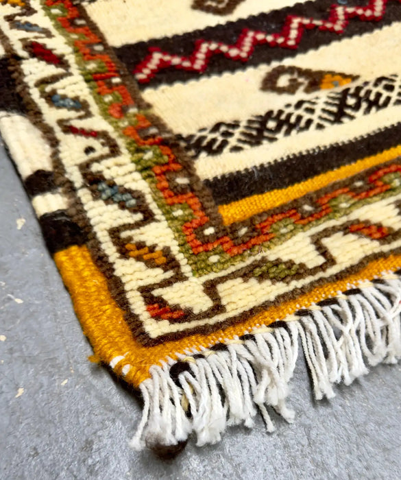 Boho Chic Moroccan Handwoven Geometrical Wool Rug or Carpet