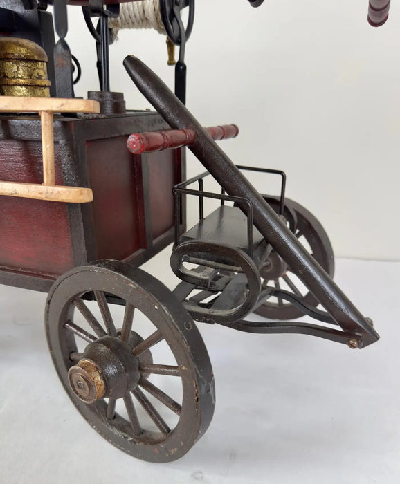 Antique Iron & Wood Fire Engine Large Model or Sculpture