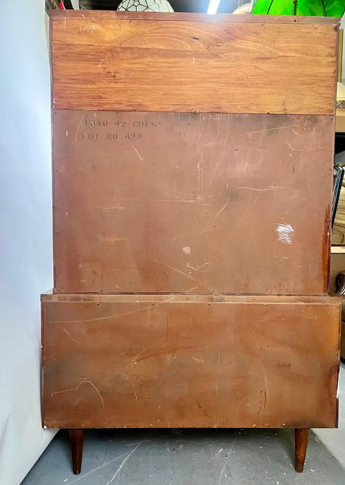Mid-Century Modern American of Martinsville Walnut High Boy Dresser or Armoire