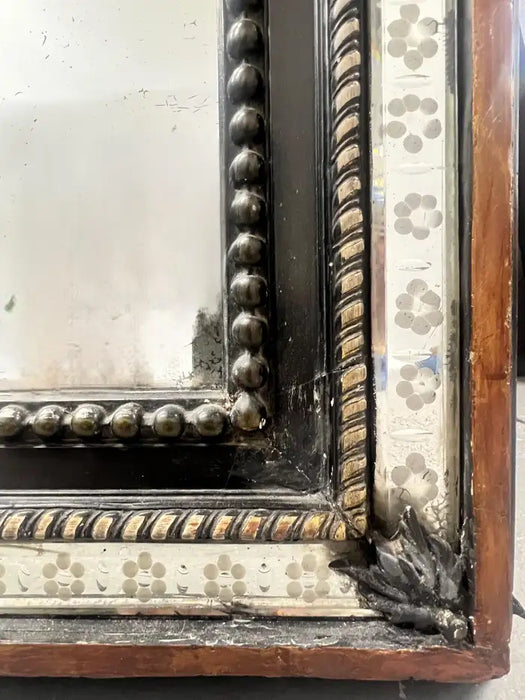 French Napoleon III Style Wrought Iron and Antiqued Glass Wall Mirror