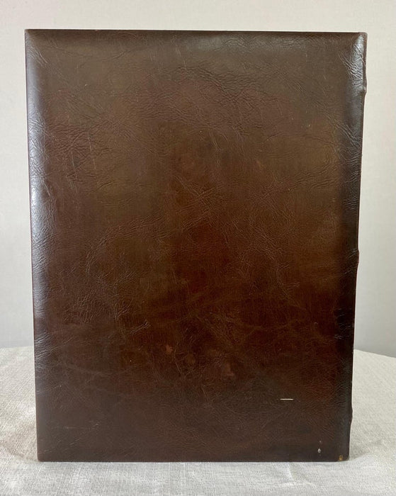 English Tudor Style Brown Leather Wooden Book Box