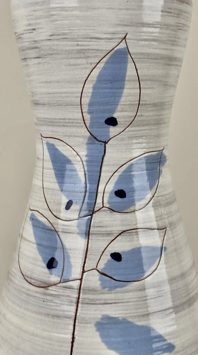 Bitossi Artsian Ceramic Table Lamp with Blue Leaves Design