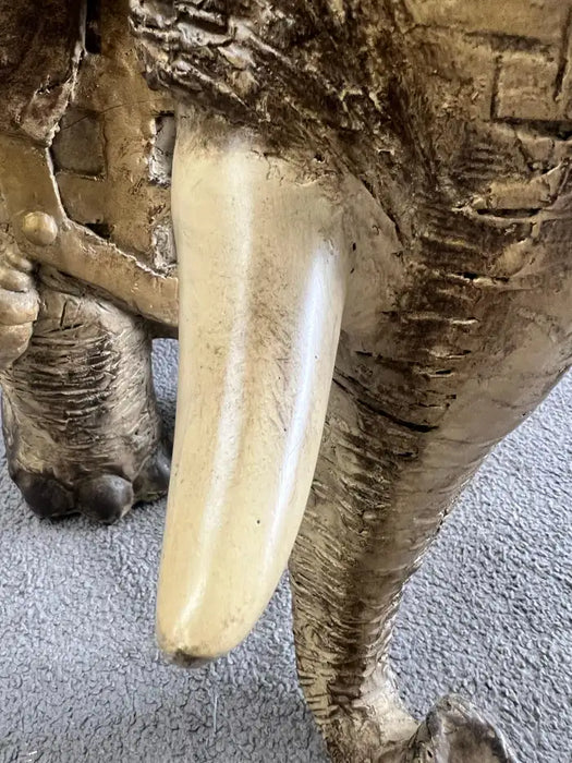 Large Sculptural Elephant Table Base in Carved resin w Antique Gilt Finish