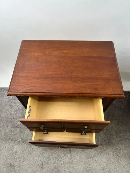 Traditional American Broyhill Cherry Wood 2 Drawers Nightstand, a Pair