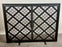 Art Deco Style Black & Bronzed Metal Two-Door & Diamond Design Fireplace Screen