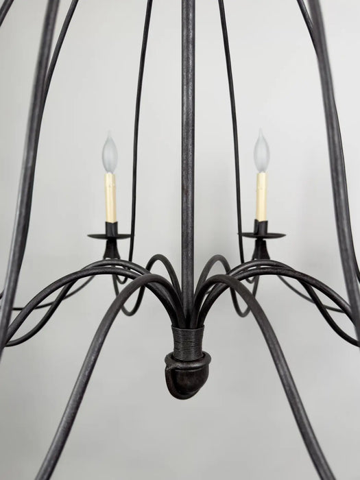 French Wrought Iron Brutalist Chandelier - 8 Arms