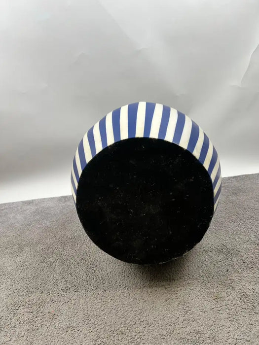 Art Deco Style Blue & White Resin Cylindrical Side, End Table or Stool