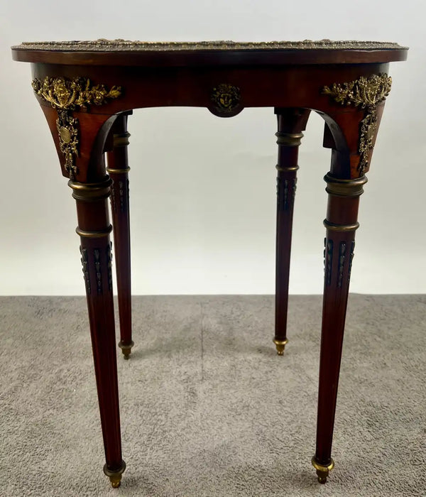 19th C French Louis XVI Mahogany & Bronze w Sèvres Style Portraits Salon Table