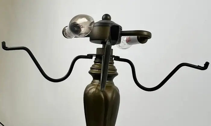 Pairpoint Puffy Style Hand-Painted Floral Table Lamp with Bronze-Finish Base