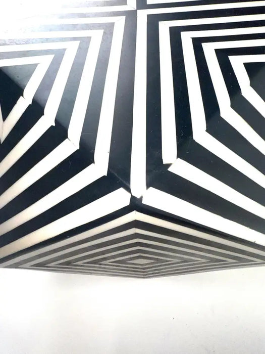 Art Deco Style Sculptural Resin Black and White Side or End Table, a Pair