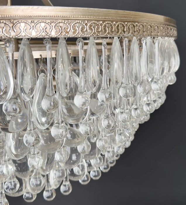 Hollywood Regency Style Circular Cascade Design Crystal Chandelier