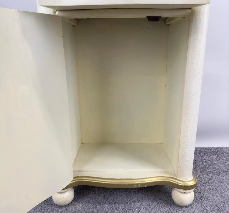 French Provincial Style Off white Nightstand with Floral Motif