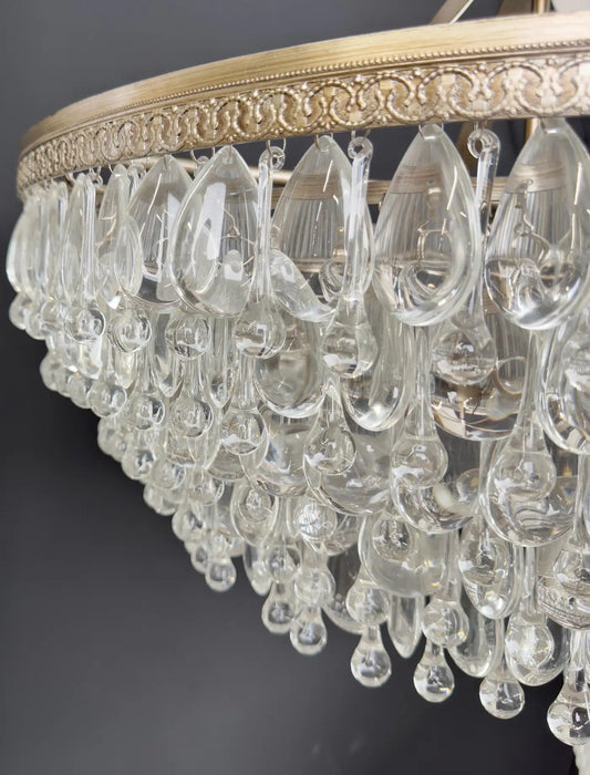 Hollywood Regency Style Circular Cascade Design Crystal Chandelier