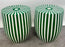 Art Deco Style Green & White Cylindrical Resin Side, End Table or Stool, a Pair