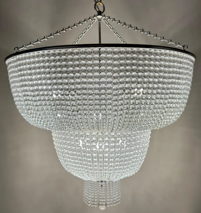 Large Art Deco Style Circular Three-Tiers Chandelier