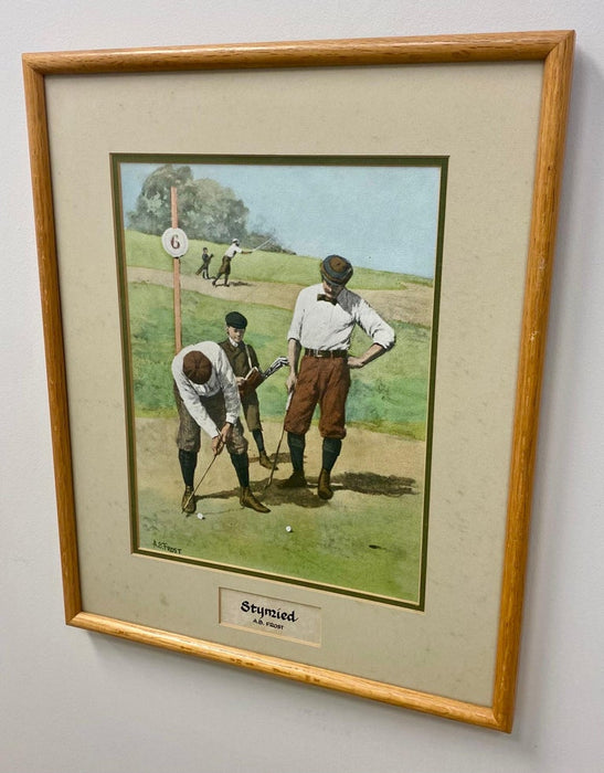 A.B.Frost Golfing Scene Lithograph, a Set of 2