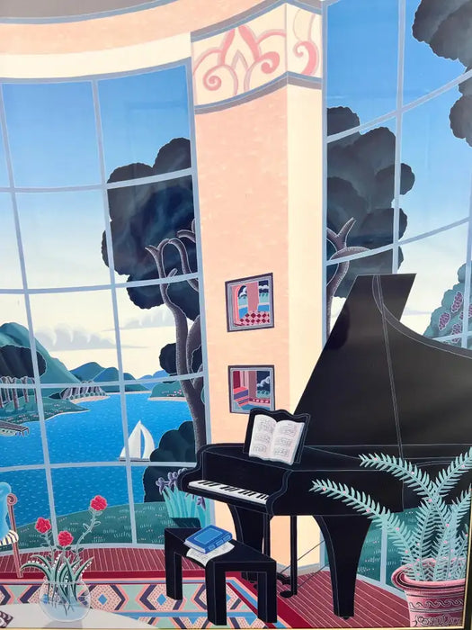 Thomas Mcknight Yellow Music Room Lithograph , Framed 1980's