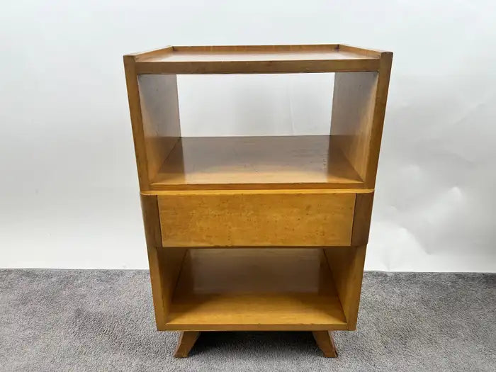 Mid-Century Modern R-Way Birdseye Maple Nightstand or End Table , a Pair