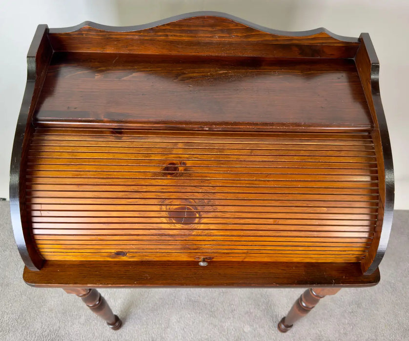 Victorian Style Walnut Roll-Top Desk with Tambour Front