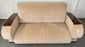 French Art Deco Sofa or Settee with Beige Velvet Upholstery & Rosewood Armrests