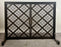 Art Deco Style Black & Bronzed Metal Two-Door & Diamond Design Fireplace Screen