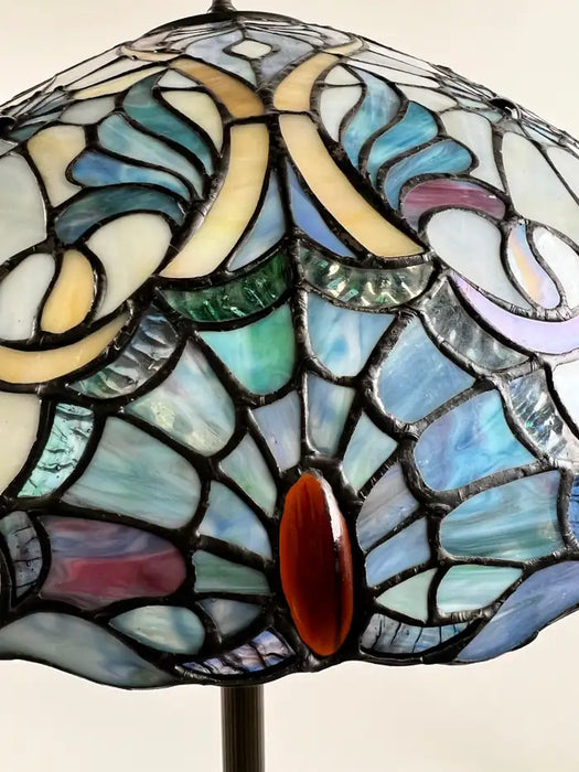 Art Nouveau Tiffany Sale Blue Stained Glass Dome Shaped Shade Floor Lamp