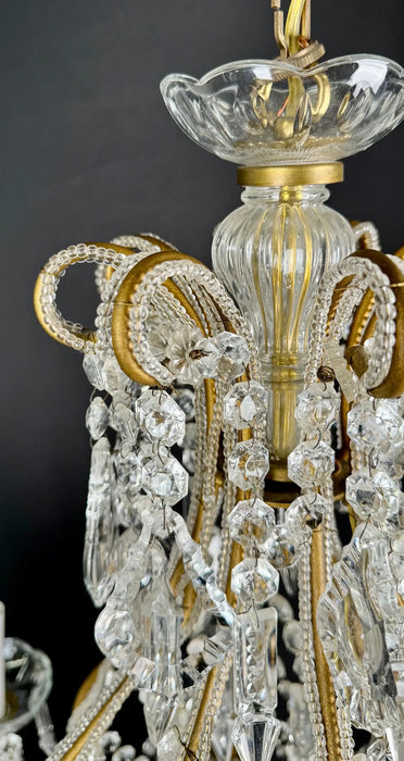 French Louis XV Marie Therese Style Cut Crystal Chandelier, 8 Arms