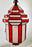 Art Deco Style White Milk and Red Glass Pendant, Lantern or Chandelier, a Pair