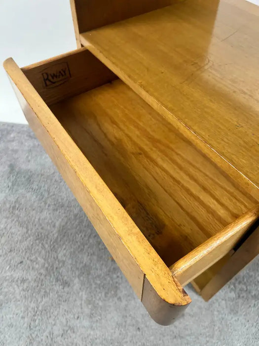 Mid-Century Modern R-Way Birdseye Maple Nightstand or End Table , a Pair