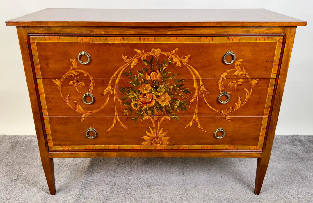 Italian Neo-Classical Marquetry Chest of Drawers, Commode or Nightstand, a Pair