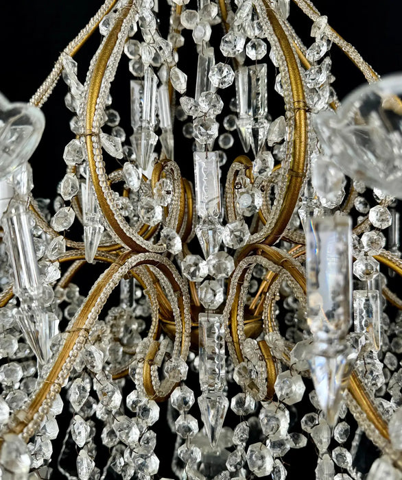 French Louis XV Marie Therese Style Cut Crystal Chandelier, 8 Arms