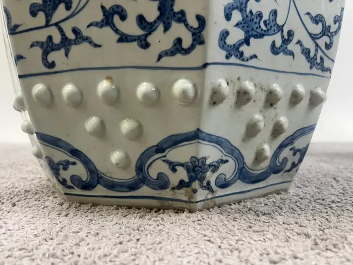 Chinese Qianlong Style Porcelain Octagonal Garden Blue & White Stool, a Pair