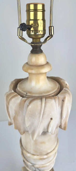 Italian Neoclassical Style Carrara Alabaster Marble Lamp, a Pair