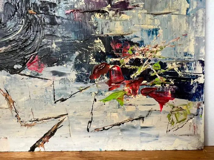 Helen Botway Bougainvillea in a Dark Urn Oil on Board Painting, Signed 1960's