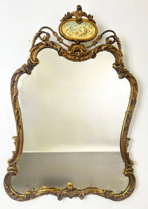 French Rococo Louis XV Style Giltwood Mantel or Wall Mirror, 19th Century